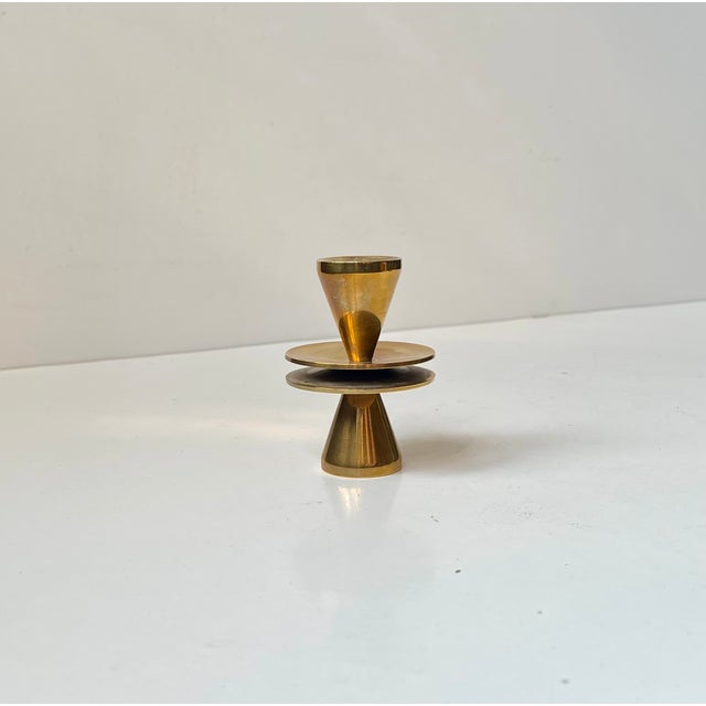 Gold Small Swedish Dual Candleholder in Bronze, 1950s For Sale - Image 8 of 8
