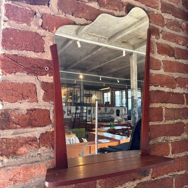 Vintage Danish Irregular Shaped Mirror with Shelf, 1960s For Sale - Image 5 of 5