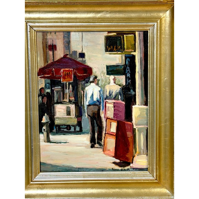 Modern Renée Berger, Signed Manhattan Street Scene with Pedestrians, 1980 For Sale - Image 3 of 9