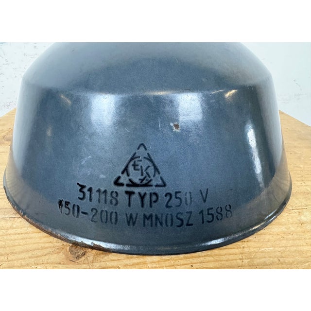 Industrial Dark Blue Enamel Pendant Lamp from Emax, 1960s For Sale - Image 14 of 18