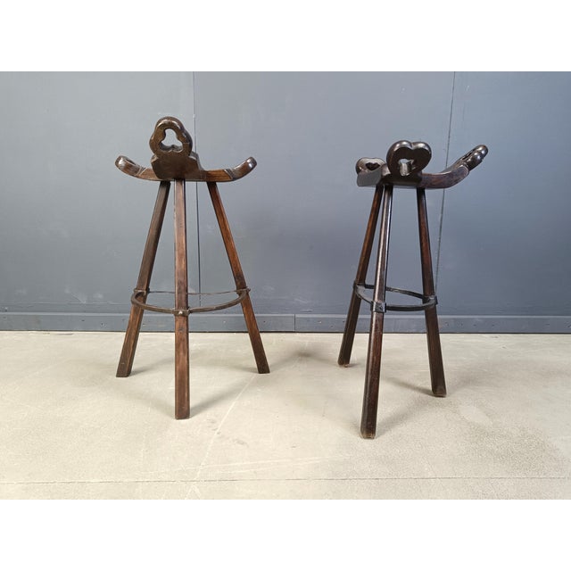 Mid-Century Modern Brutalist Bar Stools, 1960s, Set of 6, in Good conditions. Designed 1960 to 1969