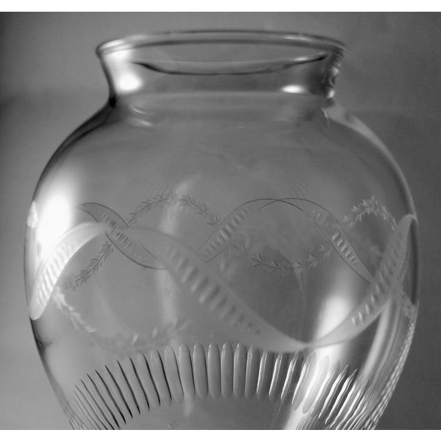 Italian Neoclassical Style Crystal Vase with Festoon Engravings, 1983 For Sale - Image 4 of 13