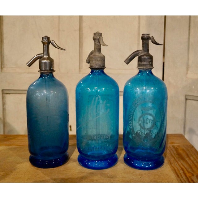 Blue Vintage French Soda Syphons, 1930s, Set of 3 For Sale - Image 8 of 8