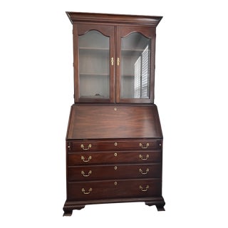 Vintage Henkel Harris Secretary Desk with Bookcase For Sale