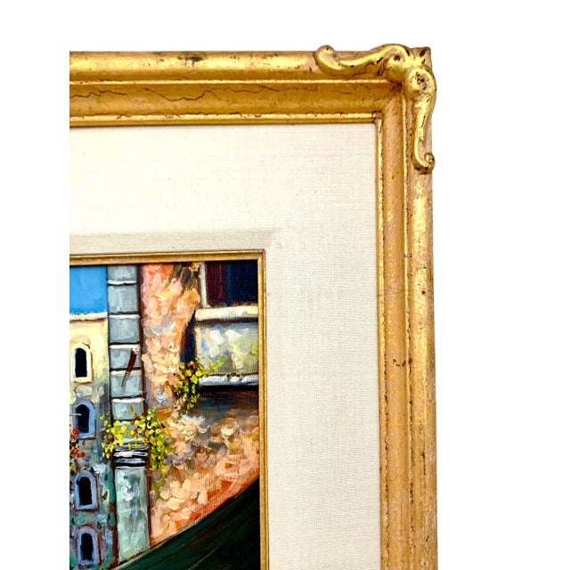 Green 1980s Impressionist Oil Painting of a Village Market, Original Folk Art, Framed, 24"h For Sale - Image 8 of 8