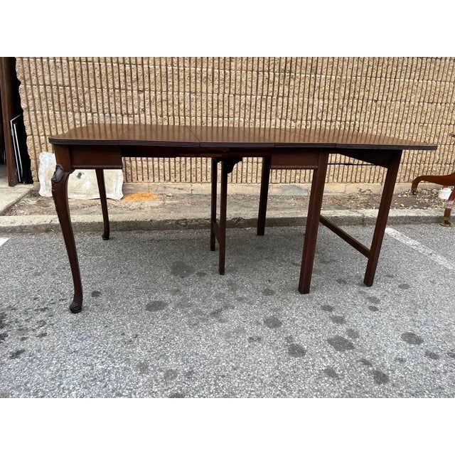 Brown Early 20th Century Antique Rococo Style Mahogany Carved Game Table With 2 Leaves For Sale - Image 8 of 12