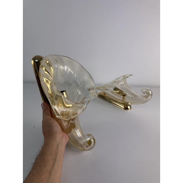 Murano Glass Cornucopia Wall Lamps, 1960s, Set of 2 For Sale - Image 9 of 16