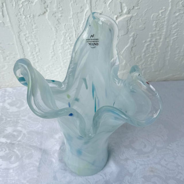 Italian Italian Hand-Blown Art Glass Vase Made in the Murano Tradition For Sale - Image 3 of 6