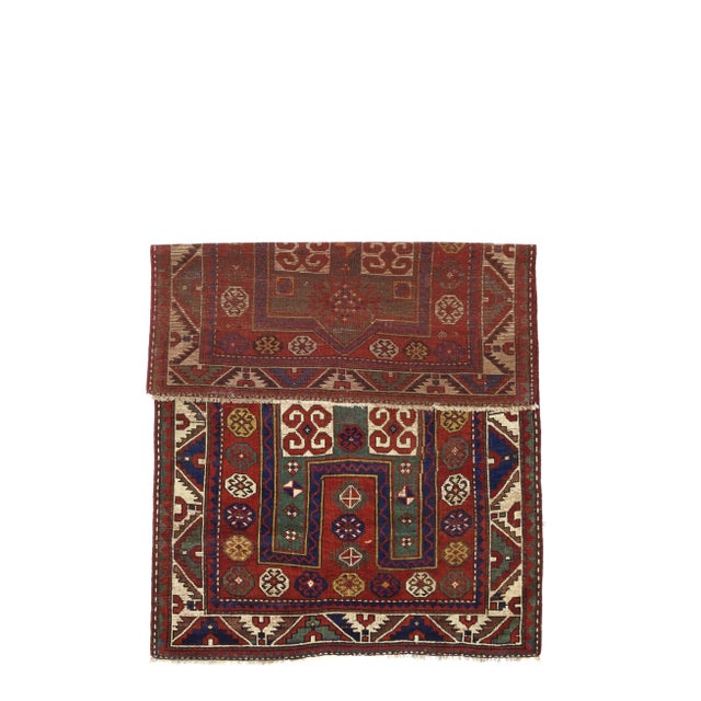 Antique Fakhralou Kazak Rug 3'11" x 5’11". SW Caucasus/Armenia. Boldly patterned, strongly colored, totally geometric, all...