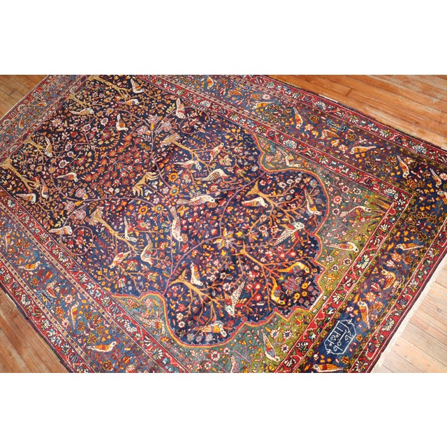Early 20th Century Botanical Persian Pictorial Rug For Sale - Image 9 of 18