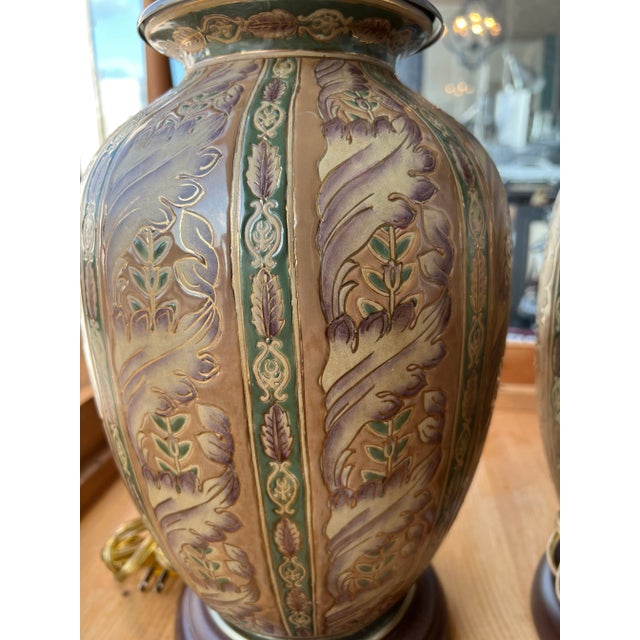 1990s Wood Base Ginger Jar Lamps - a Pair For Sale - Image 4 of 9