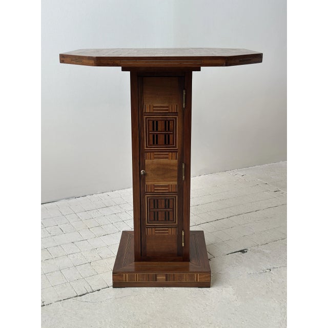 Vintage Exceptional Parquetry Pedestal Table With Hidden Compartment, Circa Mid 20th Century For Sale - Image 16 of 18