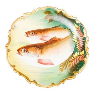 Mid 20th Century Royal Limoges France Signed Brahic Hand Painted Porcelain Fish Cabinet Plate