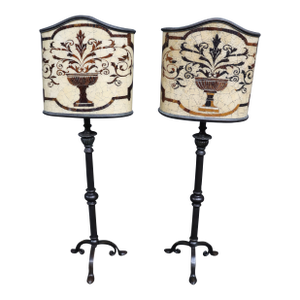 Pair of Brass & Bronze Finish Table Lamps With Coconut Shell Shades