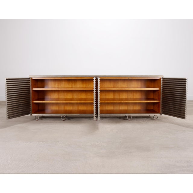 Julian Chichester Variegated Nickel "Storm" Cabinet Credenza 7Ft For Sale In Sacramento - Image 6 of 18