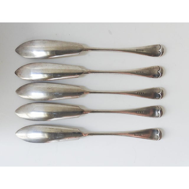 Antique Engraved Silverplate Fish Knives - Set of 5 For Sale - Image 4 of 5