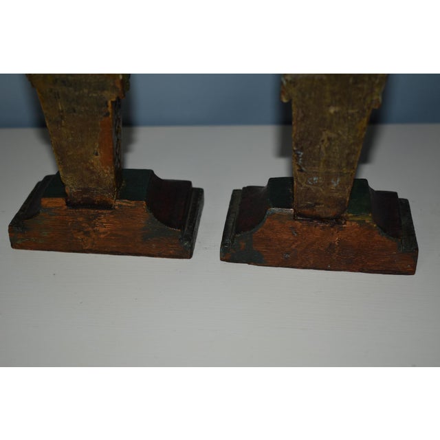 Antique Pair of Carved & Painted Wood Venetian Style Architectural Figures For Sale - Image 12 of 12