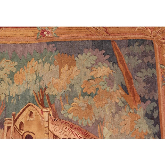 Late 19th Century 19th Century Antique French Verdure Tapestry With a Countryside Scene For Sale - Image 5 of 16
