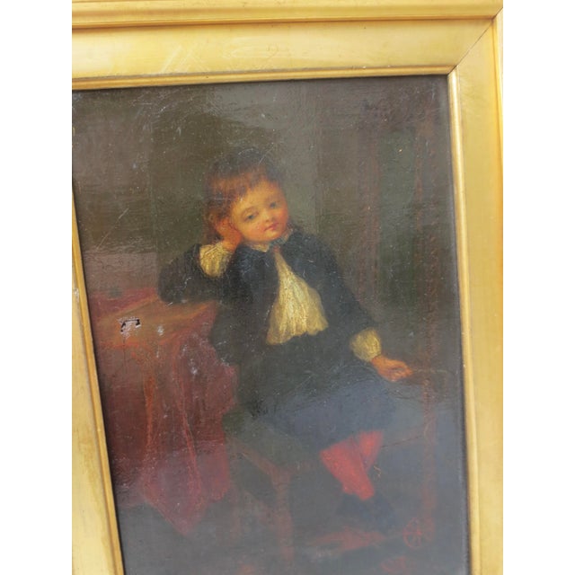 Painting of a Child Late 19th Oil on Canvas For Sale - Image 4 of 8