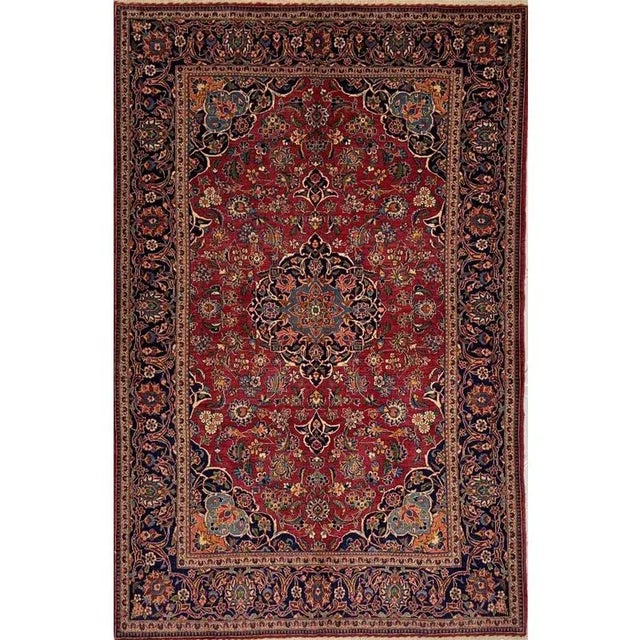 1960s Old Persian Kashan Area Rug 4’5″ X 7’0″ For Sale - Image 10 of 11