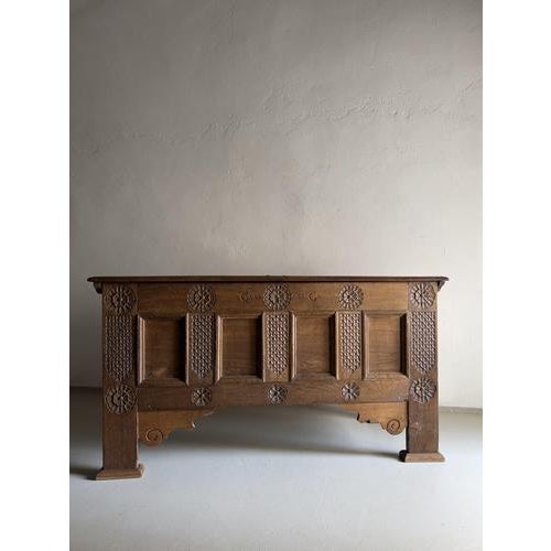 Carved Oak Chest Sideboard, 18th Century For Sale - Image 3 of 13