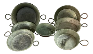 19th Century French Copper Gratin Pots, 1890s, Set of 7
