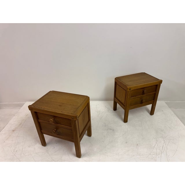 Brutalist Bedside Tables in Oak, 1970s, Set of 2 For Sale - Image 10 of 18
