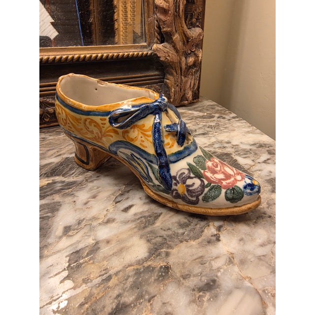 French Faience Tin Glazed Shoe For Sale - Image 4 of 11