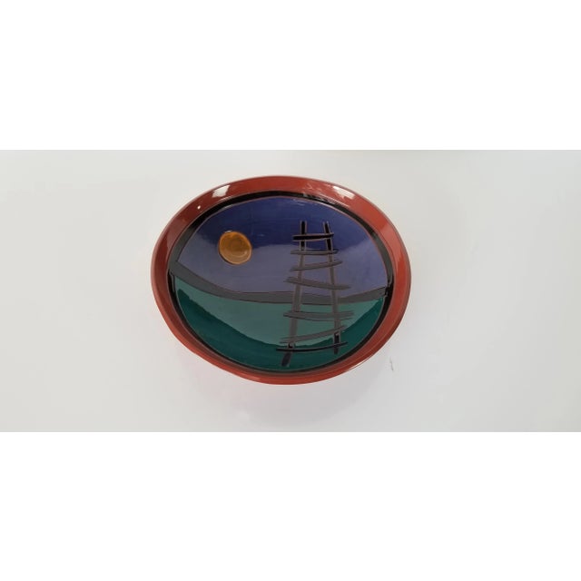 1990s Vintage Ken Artistic Hand-Painted Decorative Pottery Bowl For Sale - Image 9 of 10