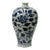 Chinese Blue White Porcelain Flower Graphic Fat Round Shape Vase For Sale