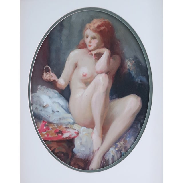 Cream Mid 20th Century Joseph Tomanek, (Czechoslovakian/American 1889-1974) Oil on Artist Board "Nude With Red Hair" - Signed For Sale - Image 8 of 13