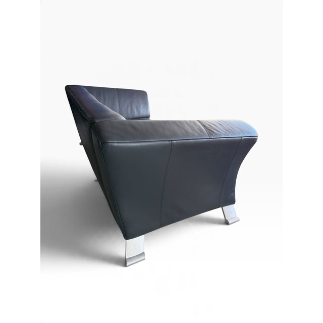 2000 - 2009 322 Black Two-Seater Leather Sofa from Rolf Benz, 2000s For Sale - Image 5 of 8