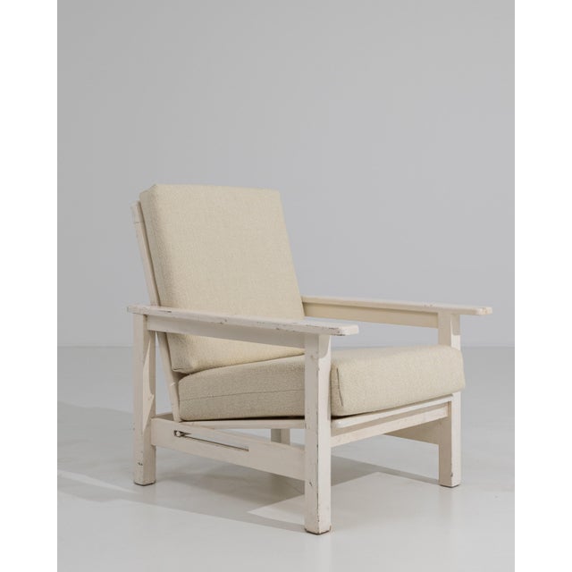 White Patinated Reclining Lounge Armchair For Sale - Image 17 of 18