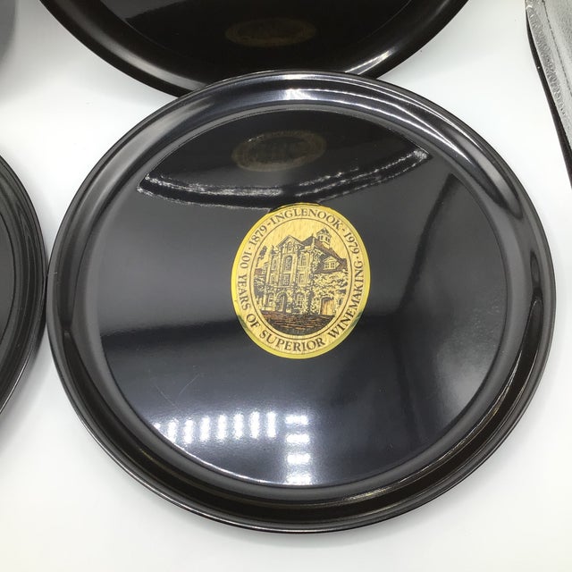 1970s 4 Vintage Couroc of Monterey Inglenook Wine 100 Year Commemorative Round Trays-Set of 4 For Sale - Image 5 of 12