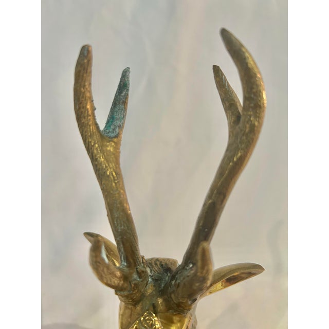 Brass Vintage Cast Brass Reclining Stag For Sale - Image 8 of 12