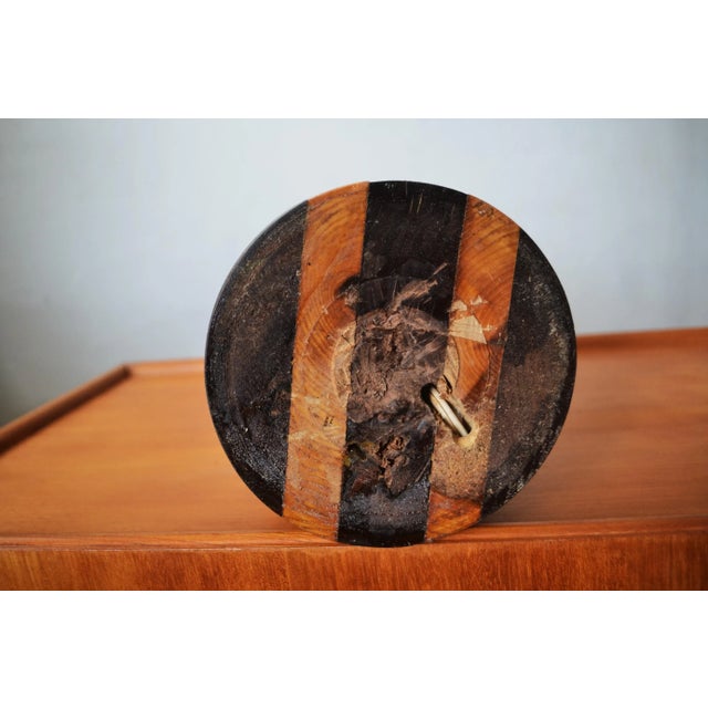 Mid-Century Inlaid Wood Table Lamp/ Mahogany-Maple Marquetry Lamp For Sale - Image 4 of 9