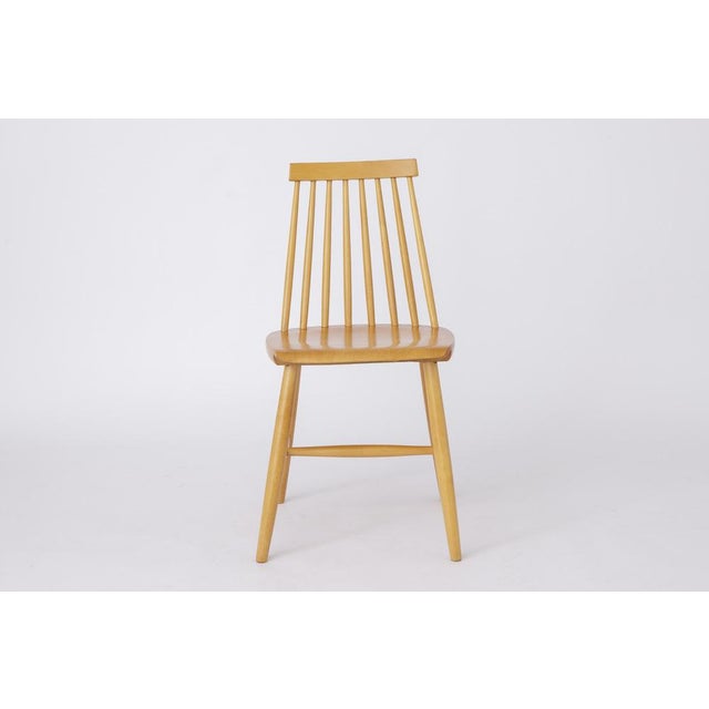 Beige Vintage Scandinavian Swedish Beechwood Pinocchio Dining Chair by Yngve Ekström, 1960s For Sale - Image 8 of 9
