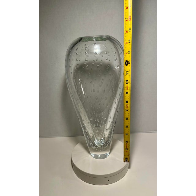1970s Vintage Murano Italy Hand Blown Art Glass Controlled Bubbles Vase 15” For Sale - Image 5 of 6