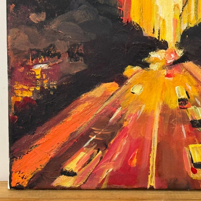 Early 21st Century Colourful Golden Orange Impasto Abstract Landscape of Chrysler in New York City 2025 For Sale - Image 5 of 9