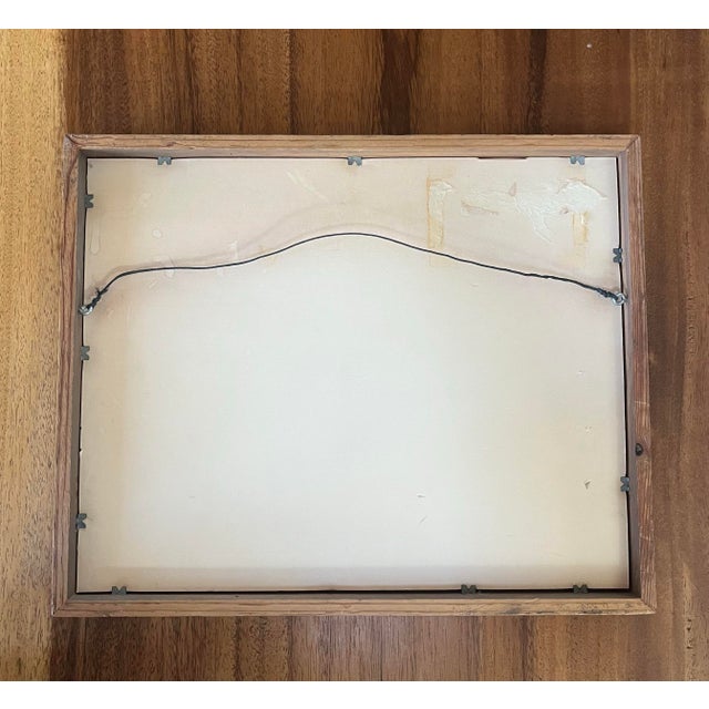 Green and Orange Abstract Floral Original Painting - Artist Signed and Framed For Sale - Image 4 of 4