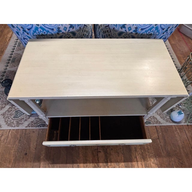 Vintage 1972 Thomasville French Provincial Drop-Leaf Server in Distressed Cream For Sale In Greensboro - Image 6 of 10
