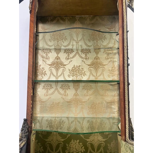 Antique 19th C. French Louis XV Vernis Martin Ormolu Serpentine Vitrine Cabinet For Sale - Image 12 of 18