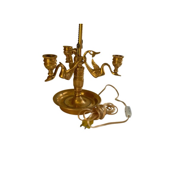 Vintage Wildwood French Empire Candlestick Bouillotte Bronze Table Lamp Triple Swans 25.5" Made in 1980s For Sale - Image 10 of 10