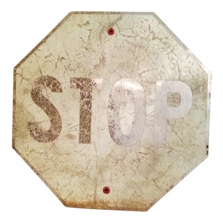1960s Washed Out Metal Stop Sign For Sale