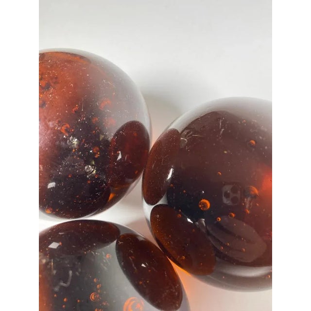 Brown Glass Spheres, France, 1970, Set of 3 For Sale - Image 4 of 8
