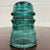 Industrial Antique Hemingray Teal Glass Insulator For Sale - Image 3 of 6