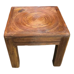 1970s Vintage Pencil Reed Side Table Palm Beach Coastal