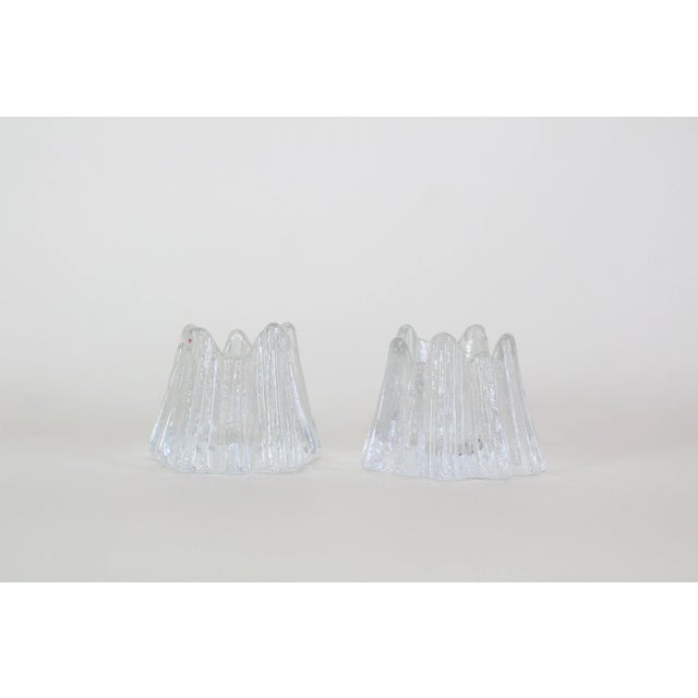 Kosta Boda Vintage Crystal Icicle Candle Holders- a Pair For Sale - Image 4 of 4
