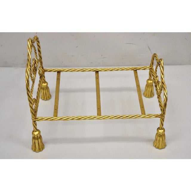 Vintage Italian Hollywood Regency Iron Tassel Frame Pet Cat Dog Bed or Doll Bed For Sale - Image 9 of 11