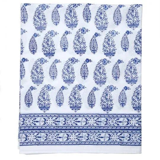 Not Yet Made - Made To Order Malabar Multi-Paisley Twin-Xl Deep Blue Flat Sheet For Sale - Image 5 of 6